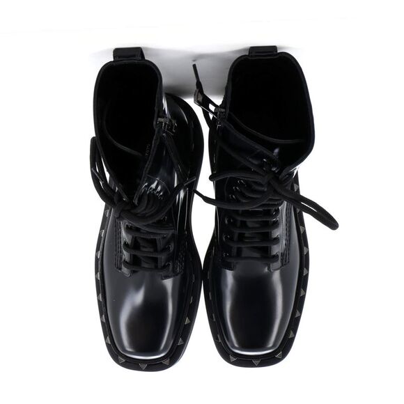 Valentino Garavani Women's Rockstud M-Way Combat Boots Leather Black - Picture 2 of 6